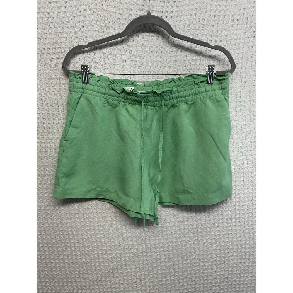 Loft Green Linen Viscose Blend Shorts Drawstring High Rise Summer Casual LP‎